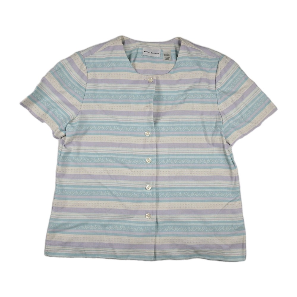 Alfred Dunner Women's Size 16 Easter Colors Striped Print Button Front Shirt
